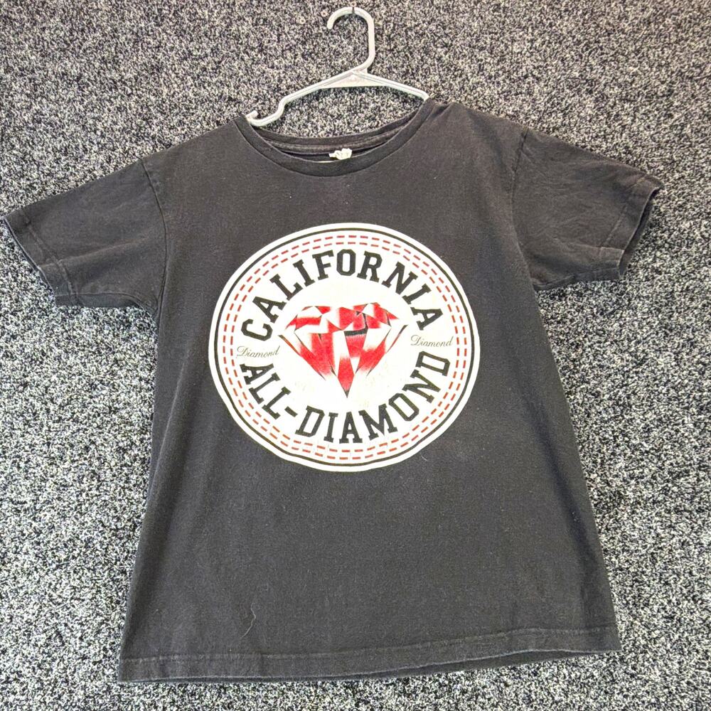 HIS Men's Black California Diamond Graphic Crew Neck Short Sleeve Cotton Knit S